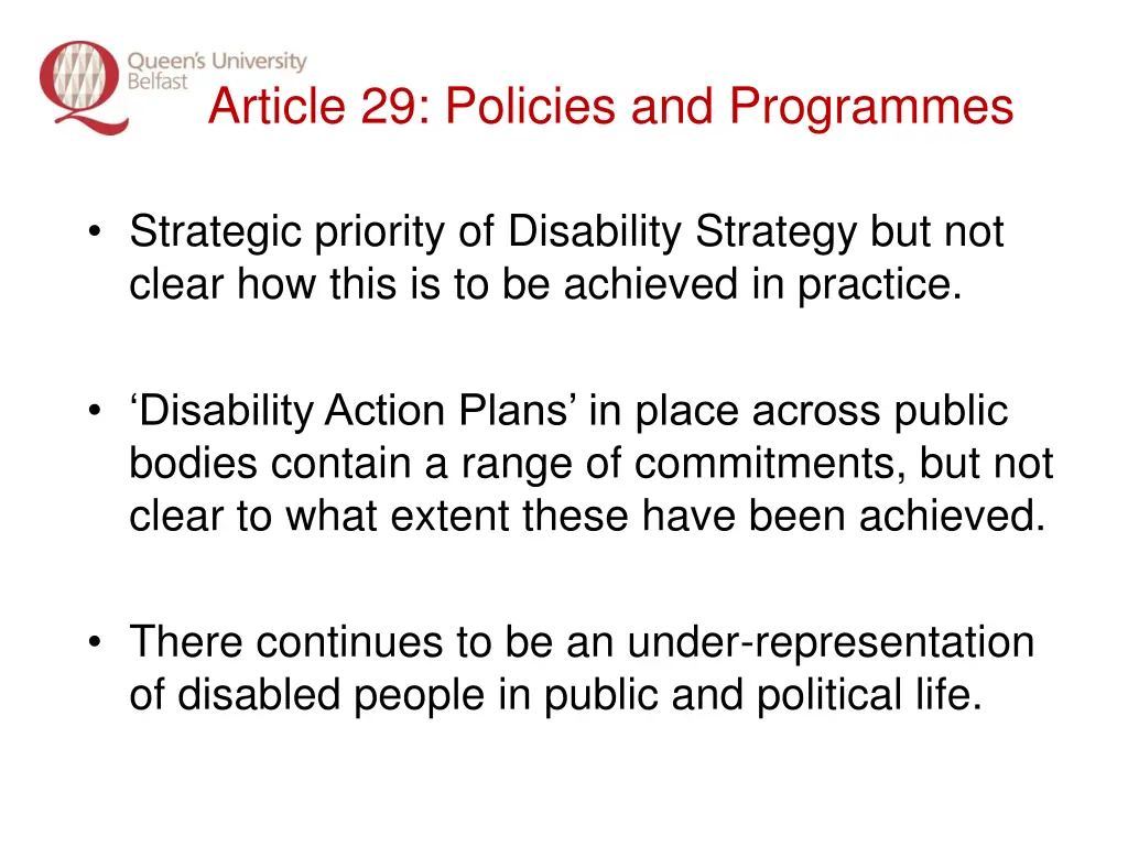 article 29 policies and programmes