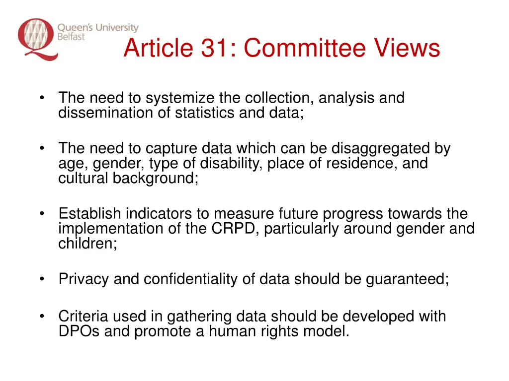 article 31 committee views