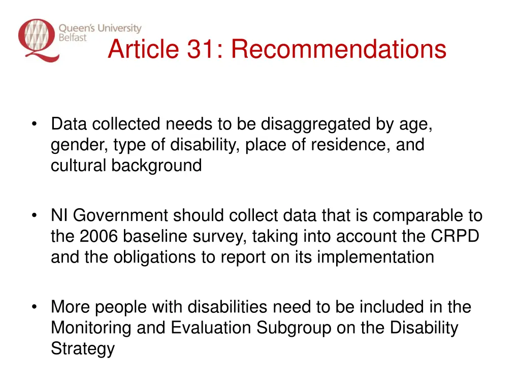 article 31 recommendations