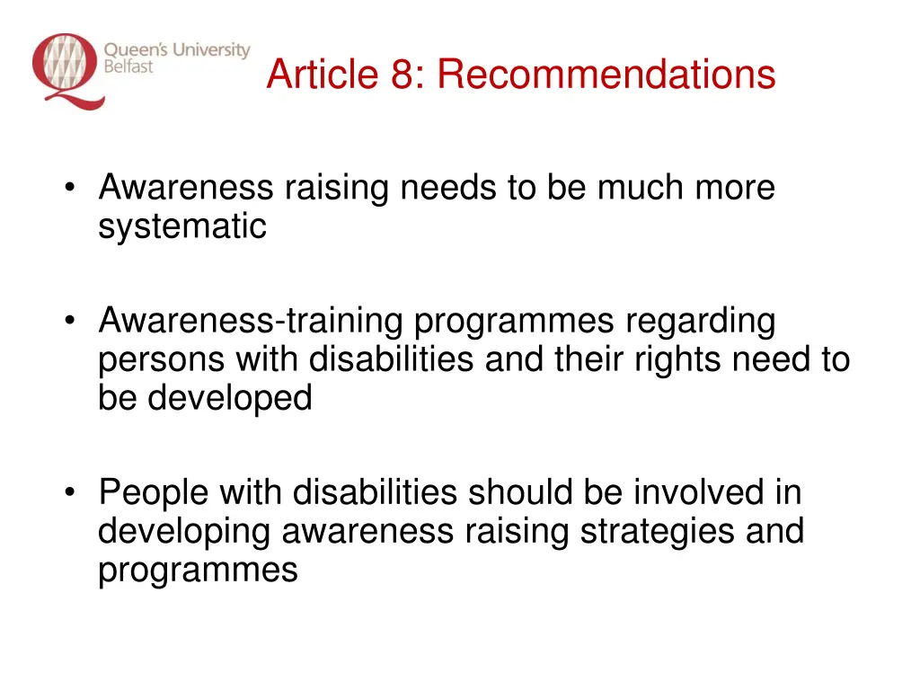 article 8 recommendations