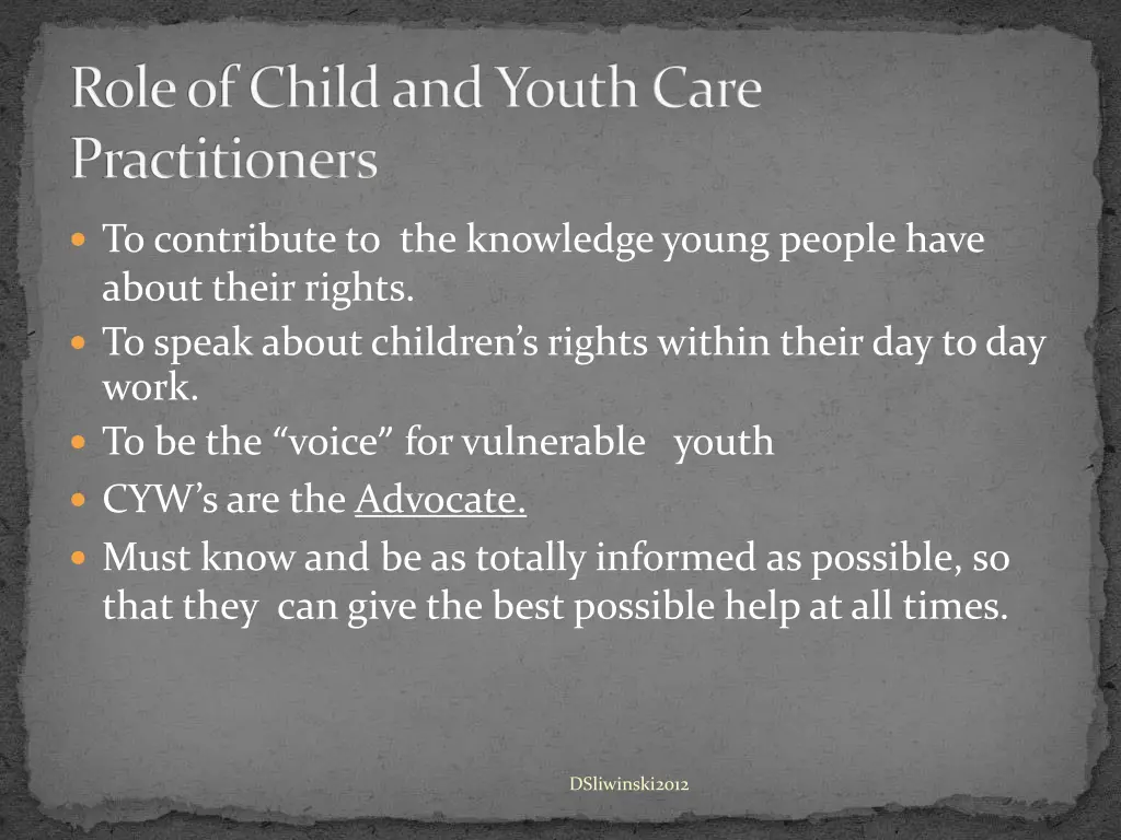 role of child and youth care practitioners