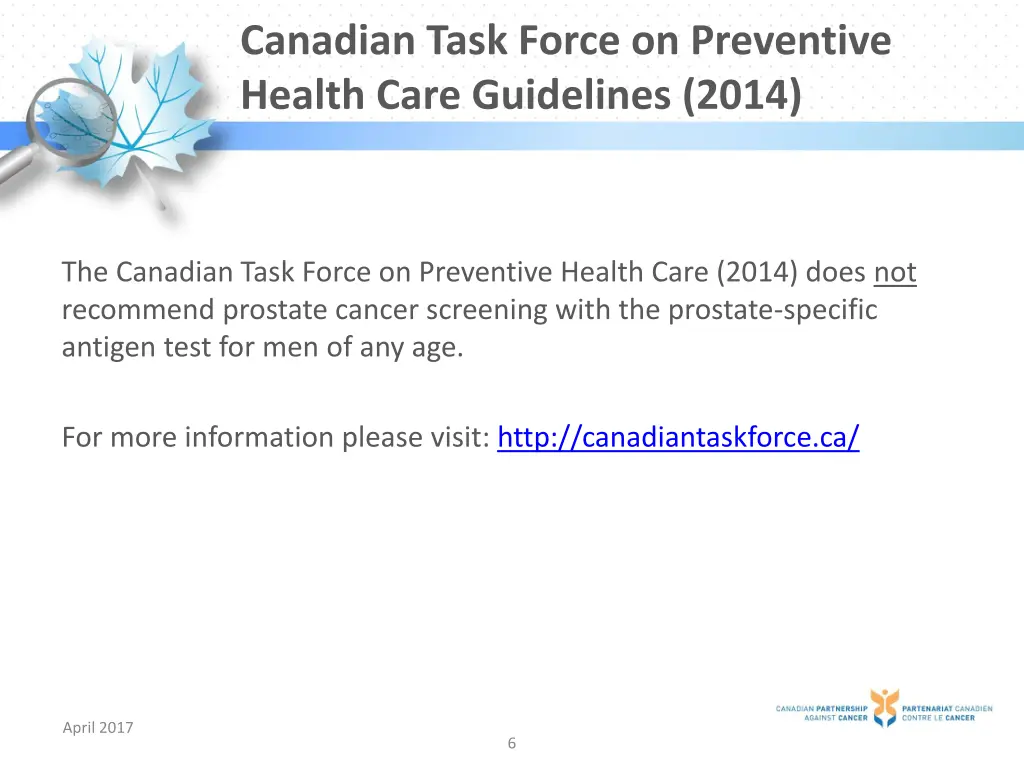 canadian task force on preventive health care