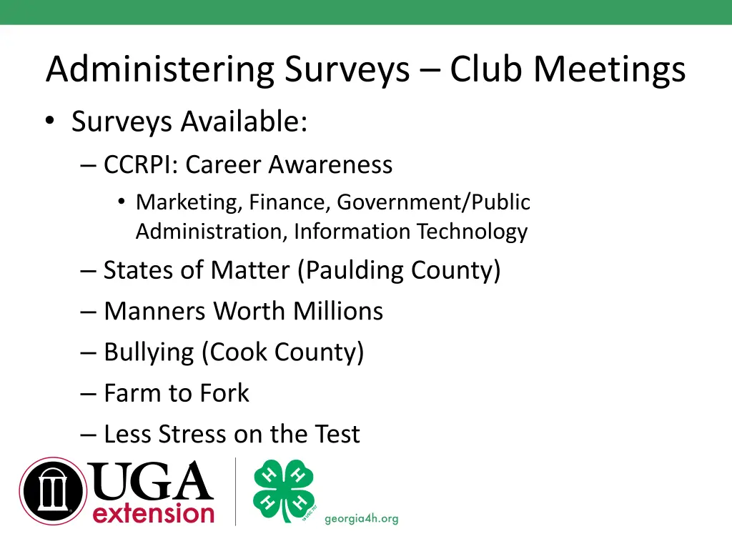 administering surveys club meetings surveys