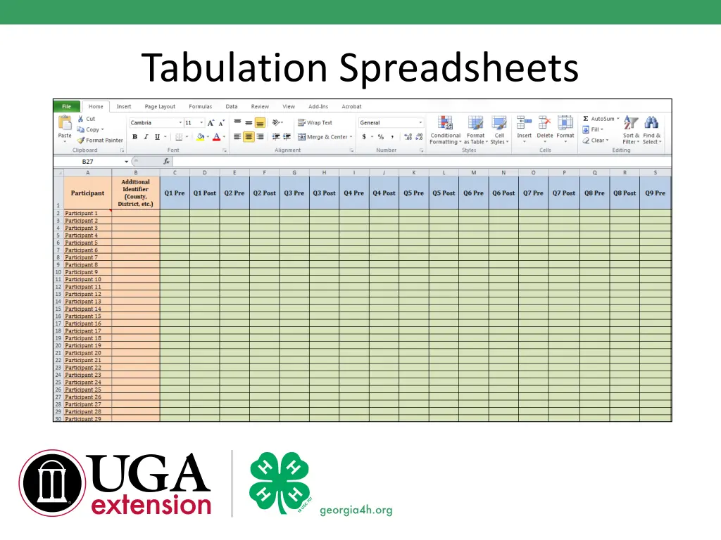 tabulation spreadsheets