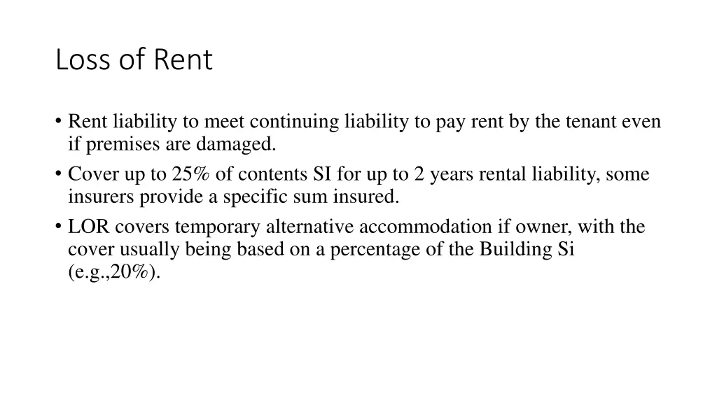 loss of rent