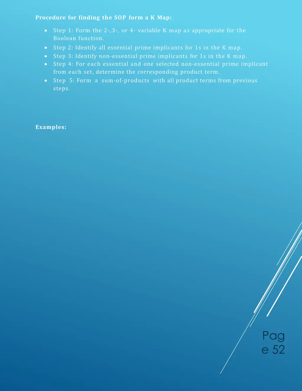 procedure for finding the sop form a k map