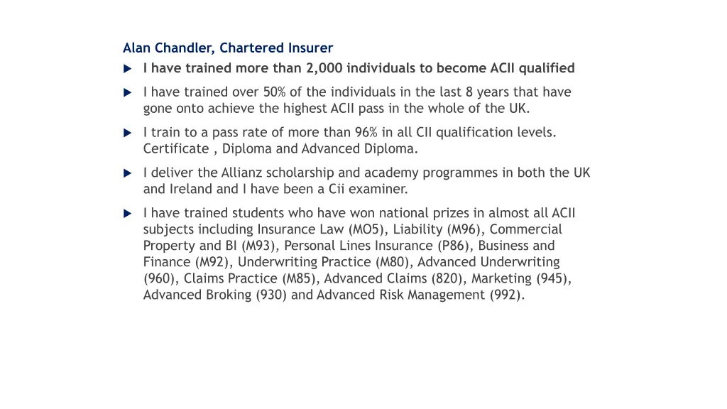 alan chandler chartered insurer i have trained
