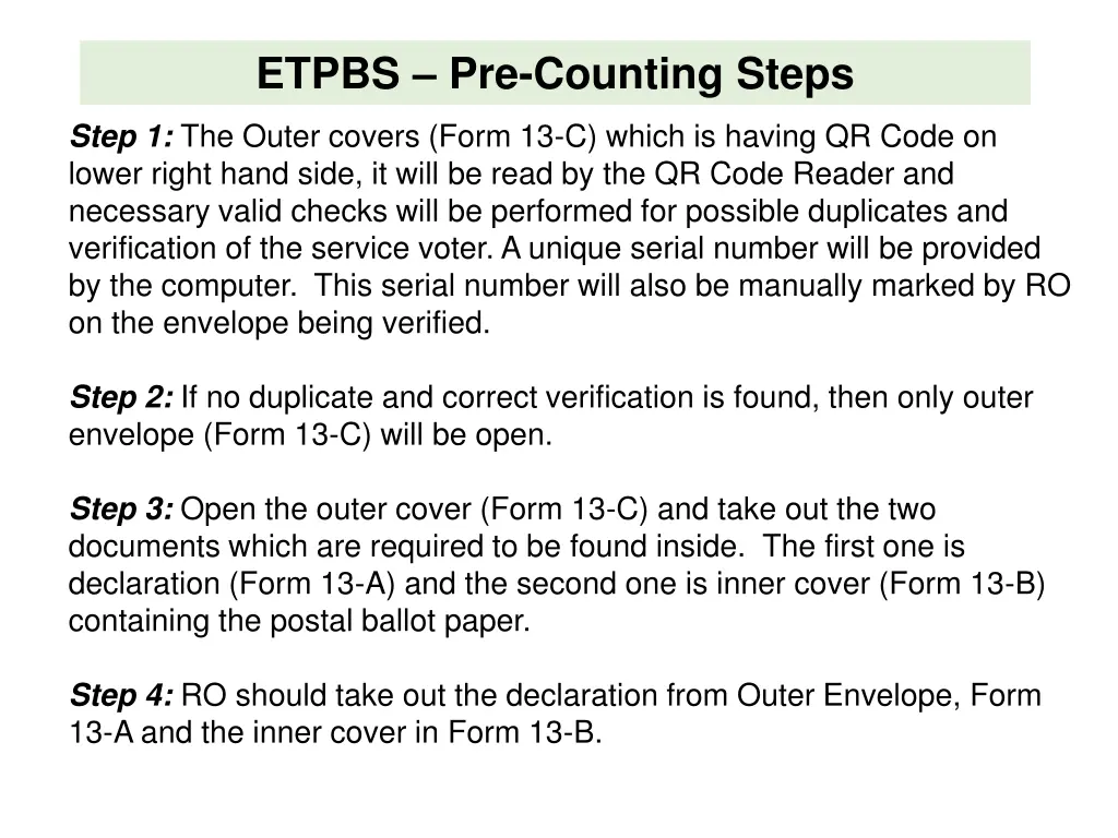 etpbs pre counting steps