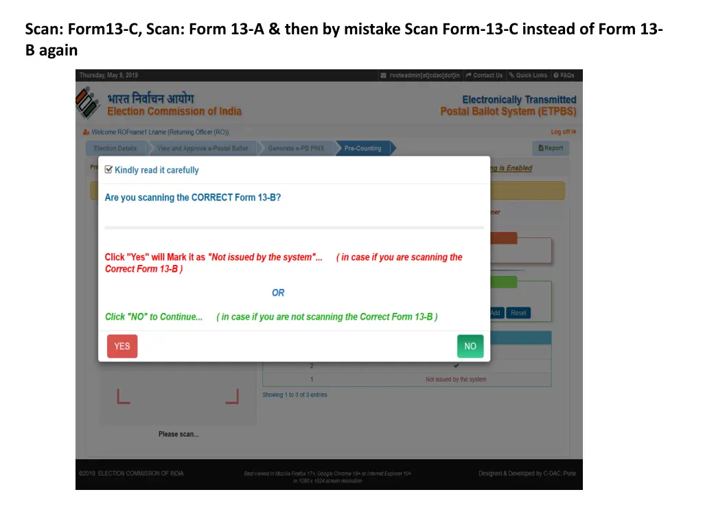 scan form13 c scan form 13 a then by mistake scan