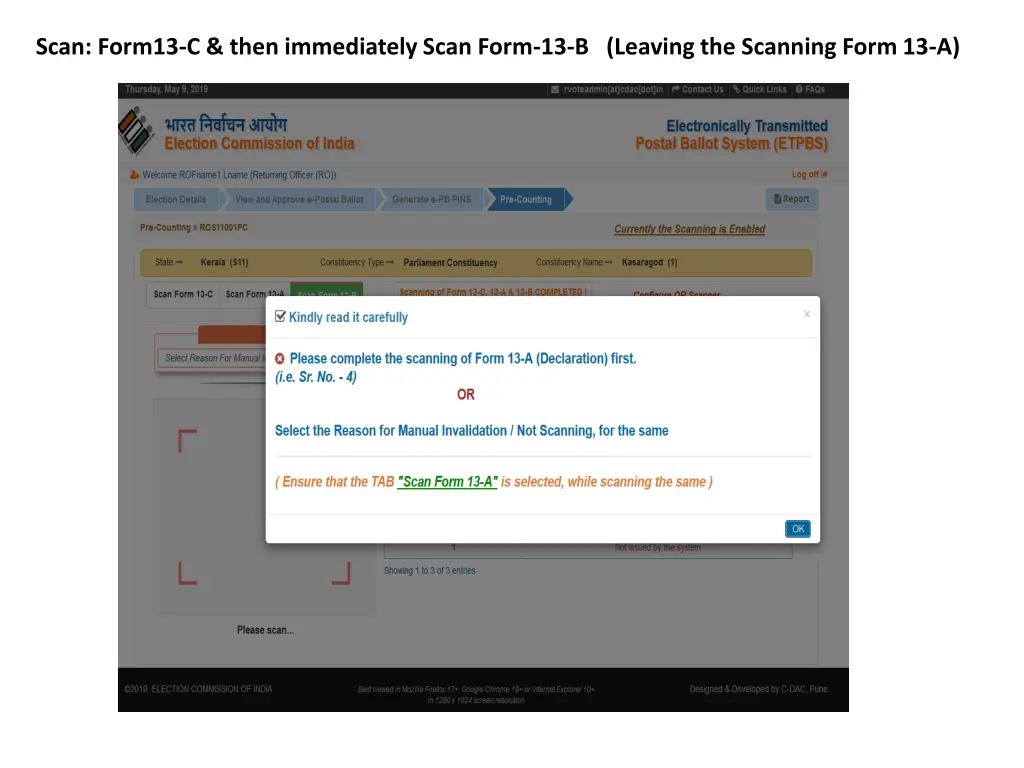 scan form13 c then immediately scan form