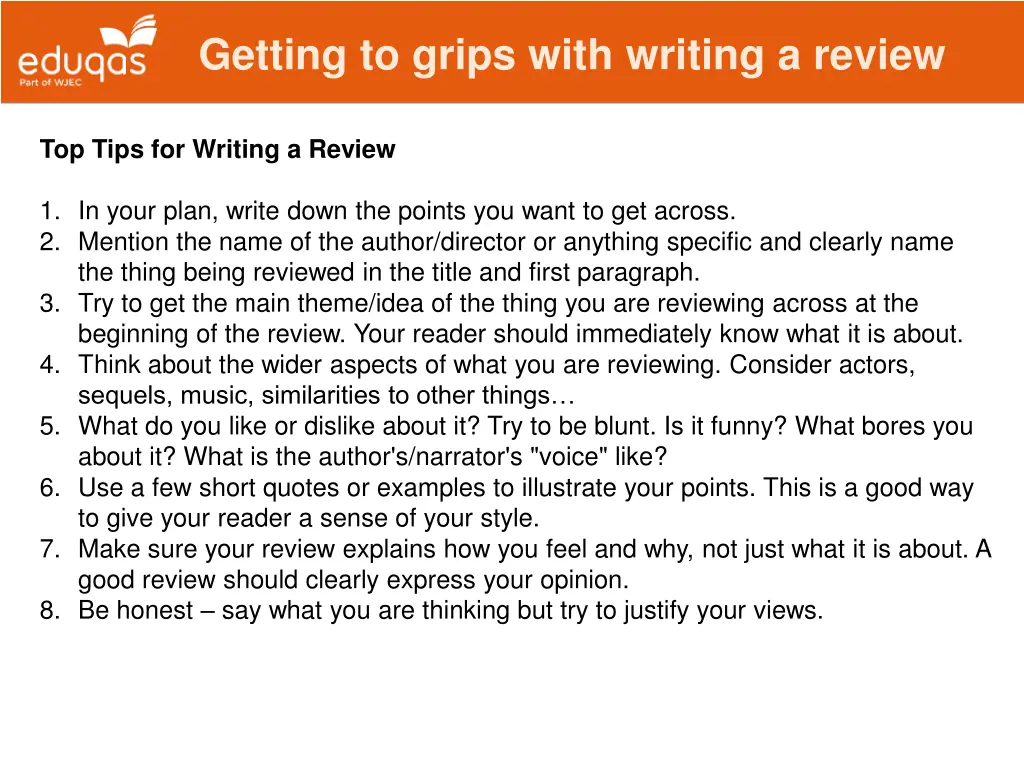 getting to grips with writing a review 1