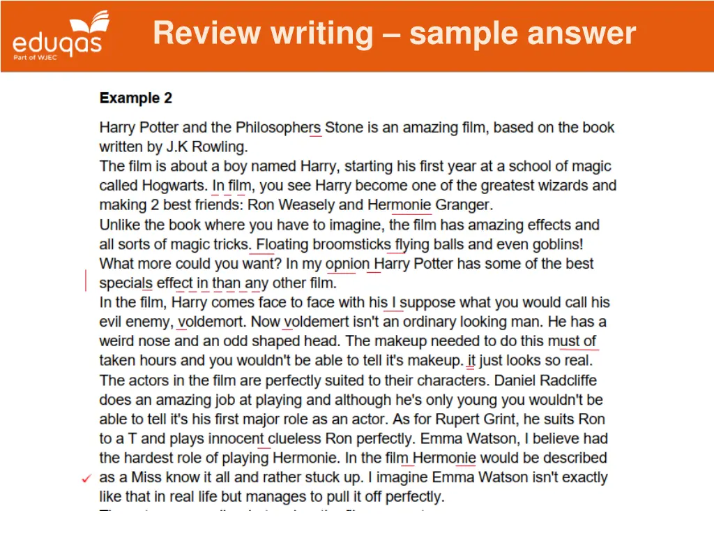 review writing sample answer 1