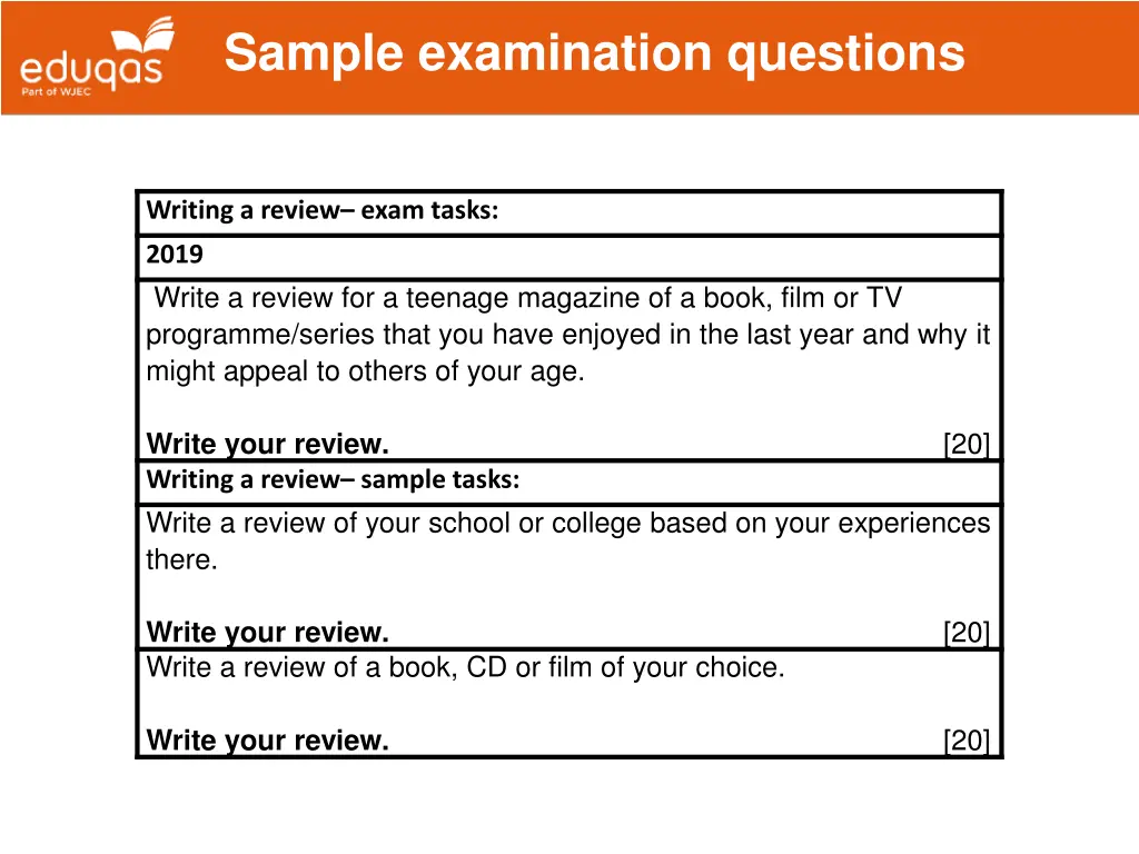 sample examination questions