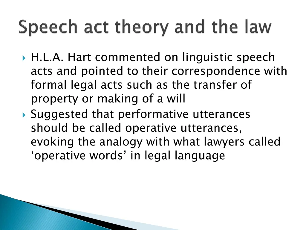 h l a hart commented on linguistic speech acts