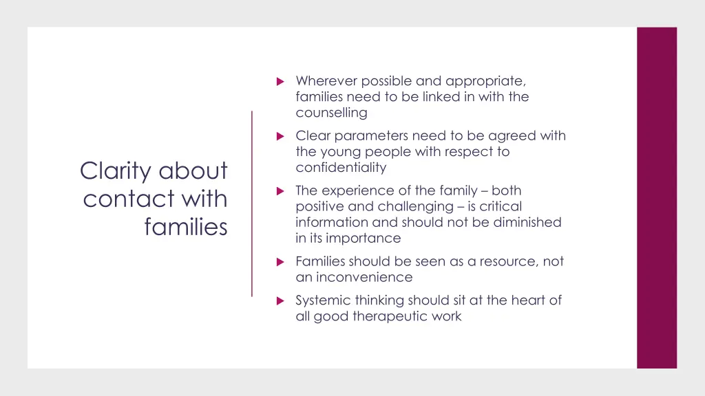 wherever possible and appropriate families need