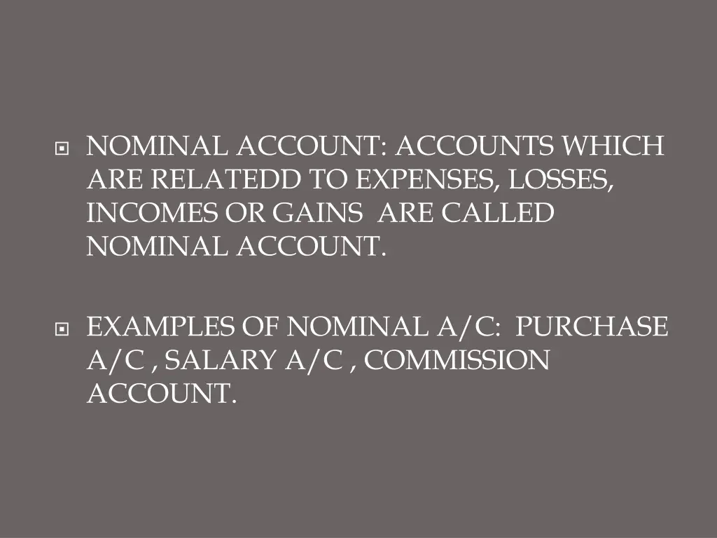 nominal account accounts which are relatedd