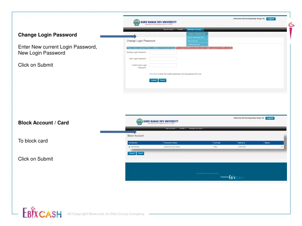 change login password