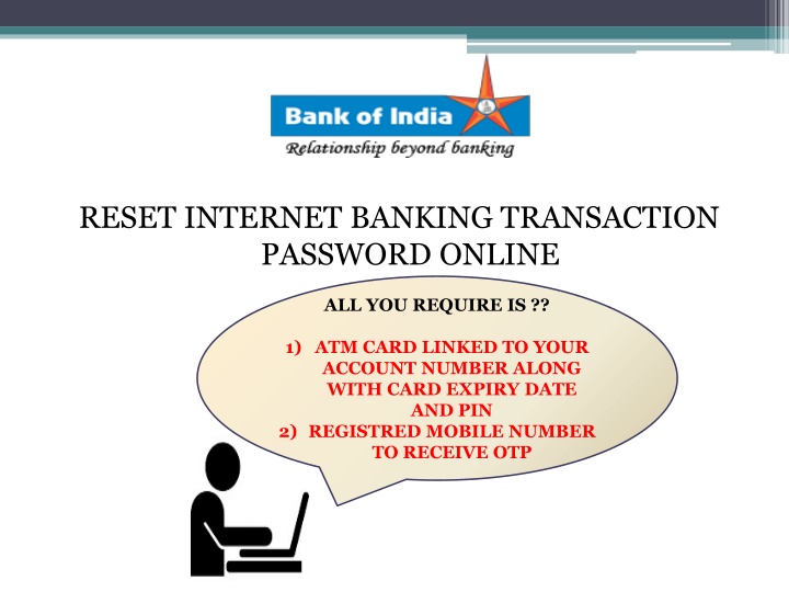 reset internet banking transaction password online