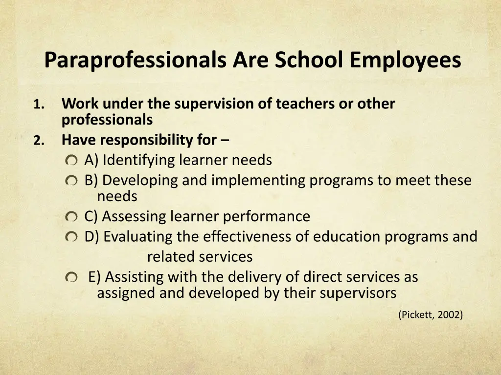 paraprofessionals are school employees