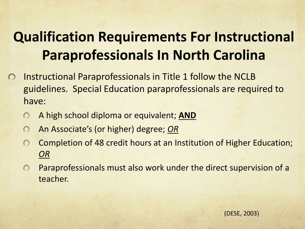 qualification requirements for instructional