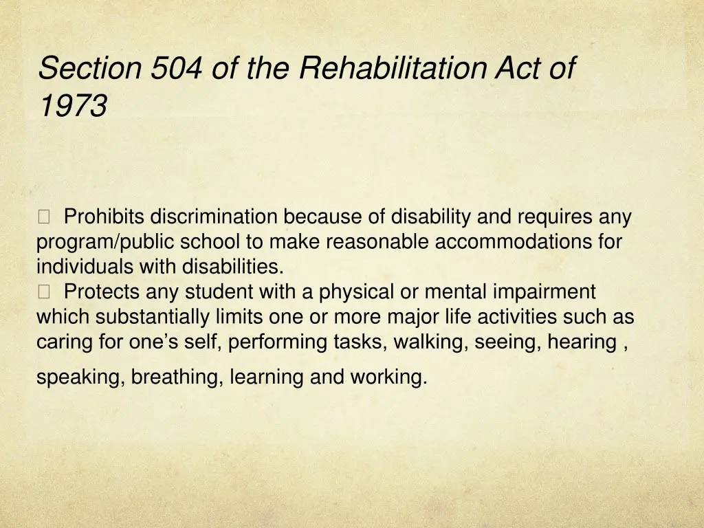 section 504 of the rehabilitation act of 1973