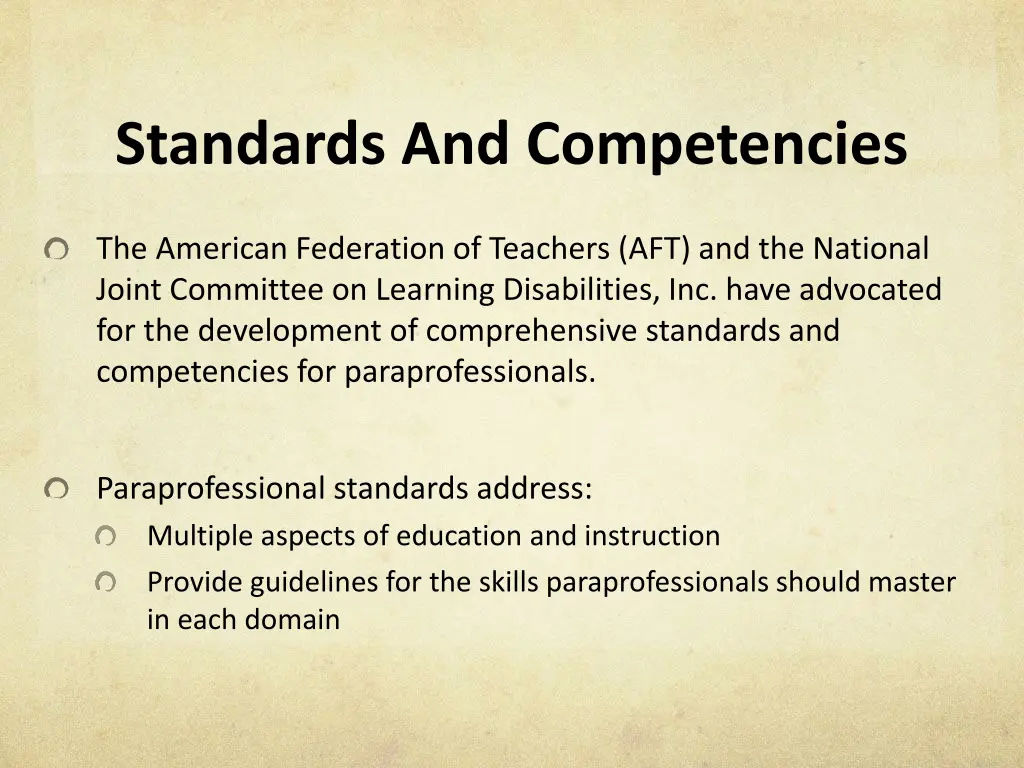 standards and competencies