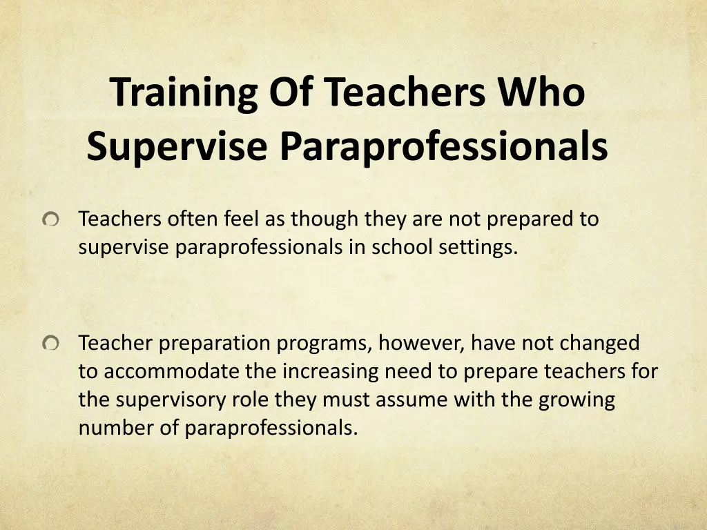 training of teachers who supervise