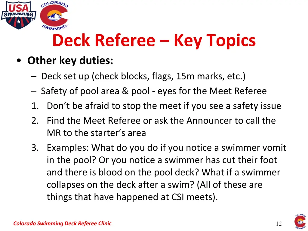 deck referee key topics other key duties deck