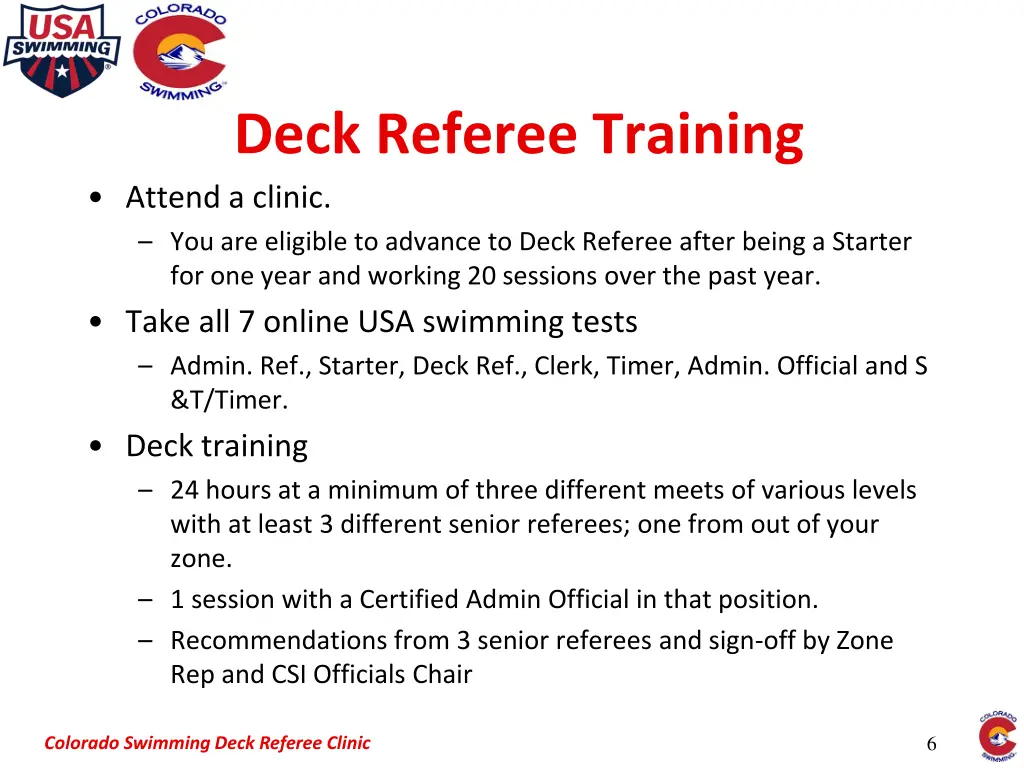 deck referee training attend a clinic