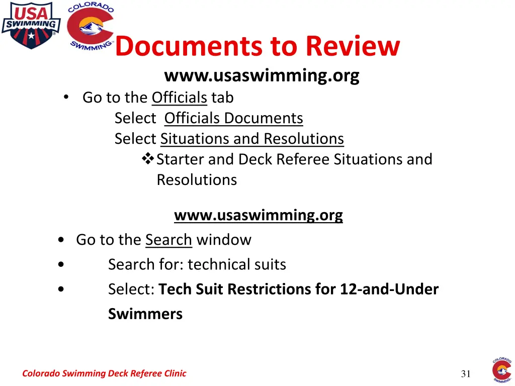 documents to review www usaswimming