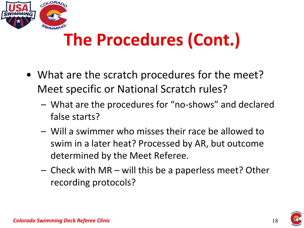 the procedures cont