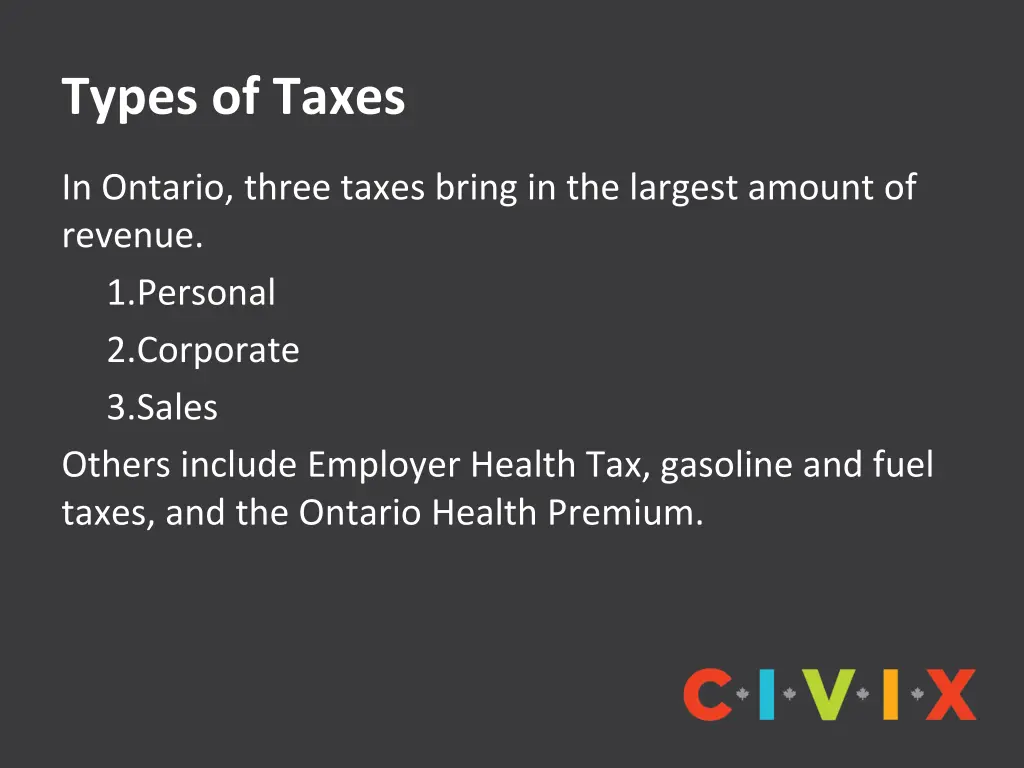 types of taxes