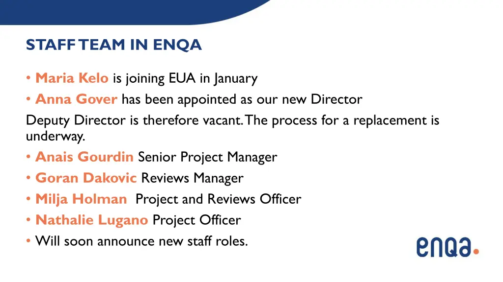 staff team in enqa