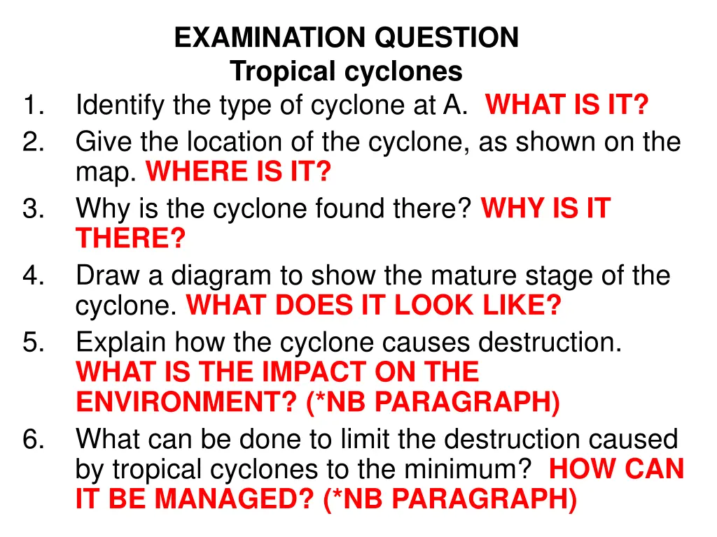 examination question tropical cyclones