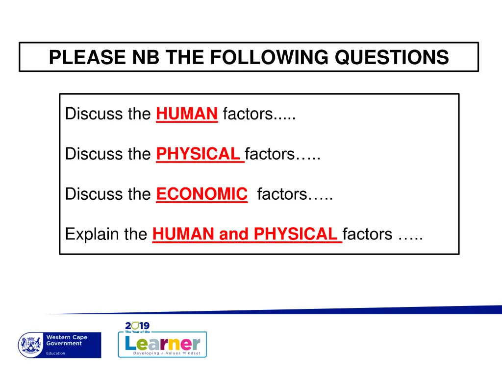 please nb the following questions