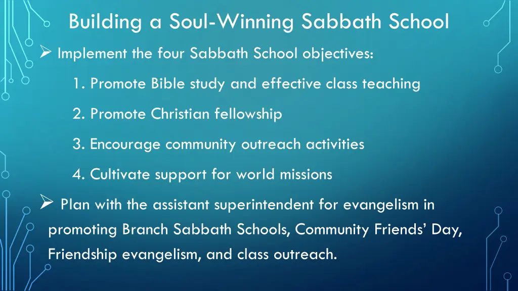 building a soul winning sabbath school implement