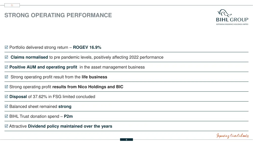 strong operating performance