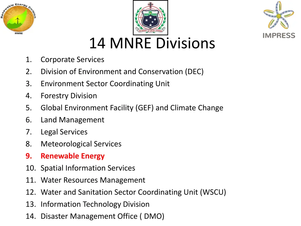 14 mnre divisions corporate services division