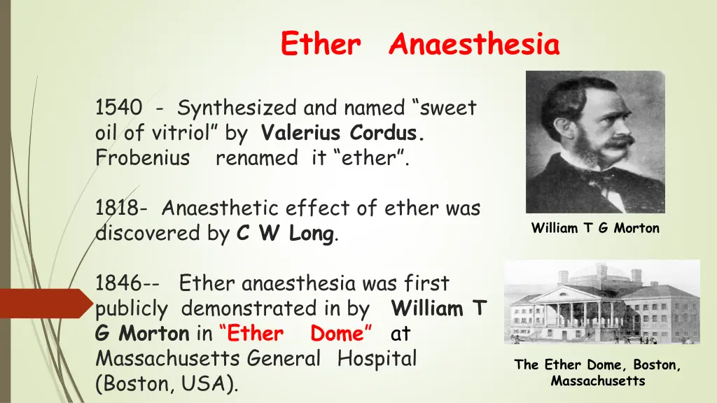 ether anaesthesia