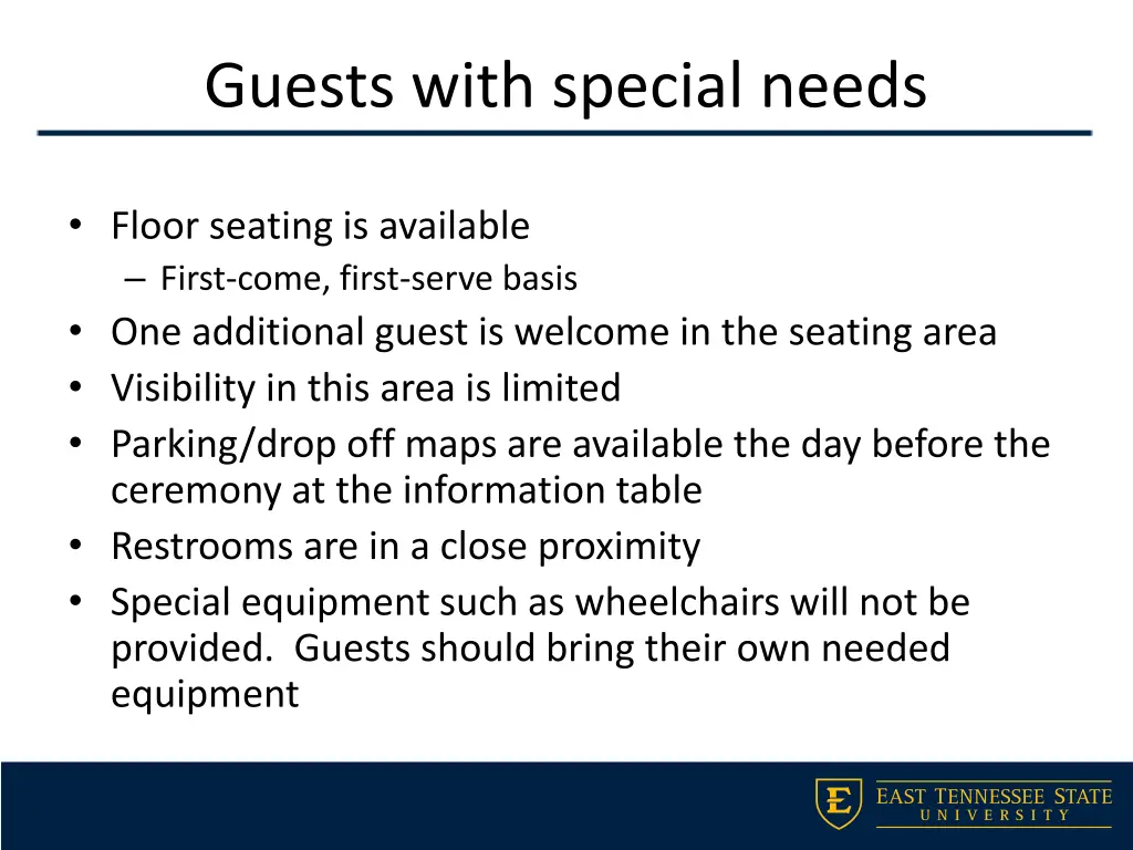 guests with special needs