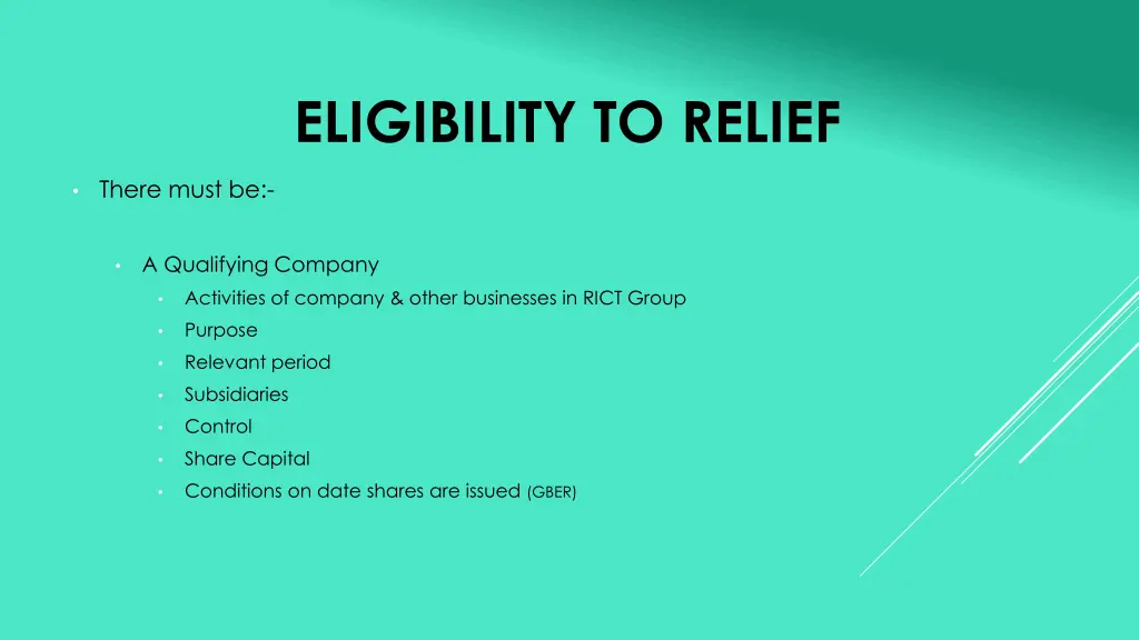 eligibility to relief