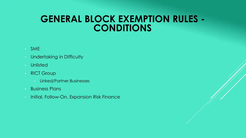 general block exemption rules conditions