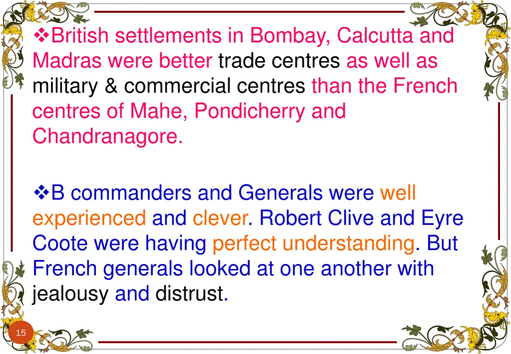 british settlements in bombay calcutta and madras