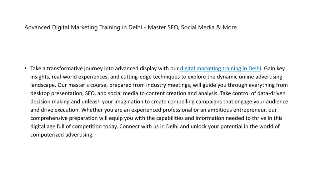 advanced digital marketing training in delhi