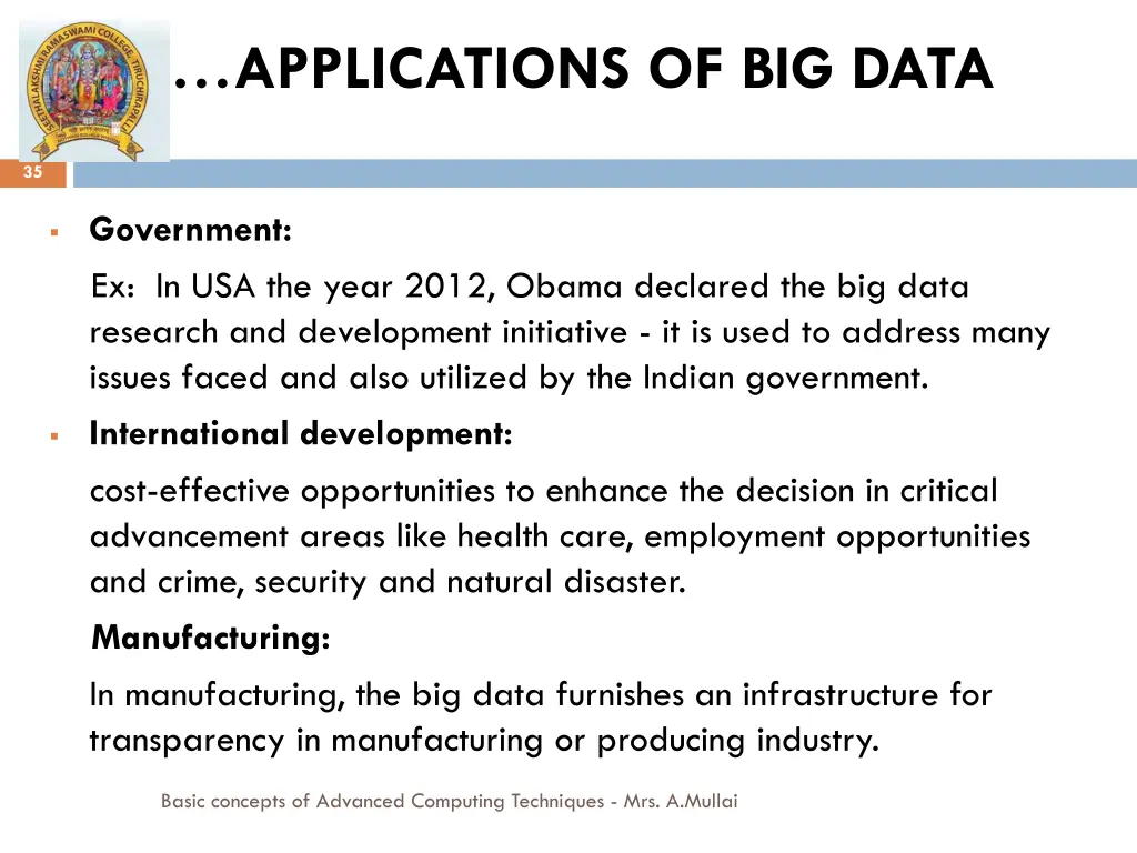 applications of big data 1