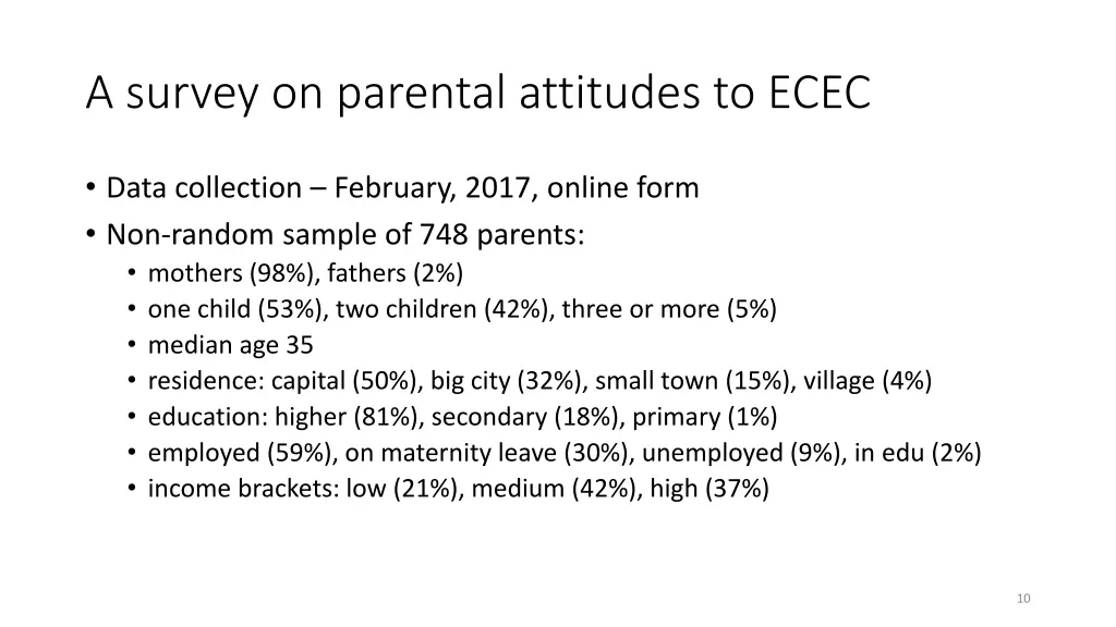 a survey on parental attitudes to ecec