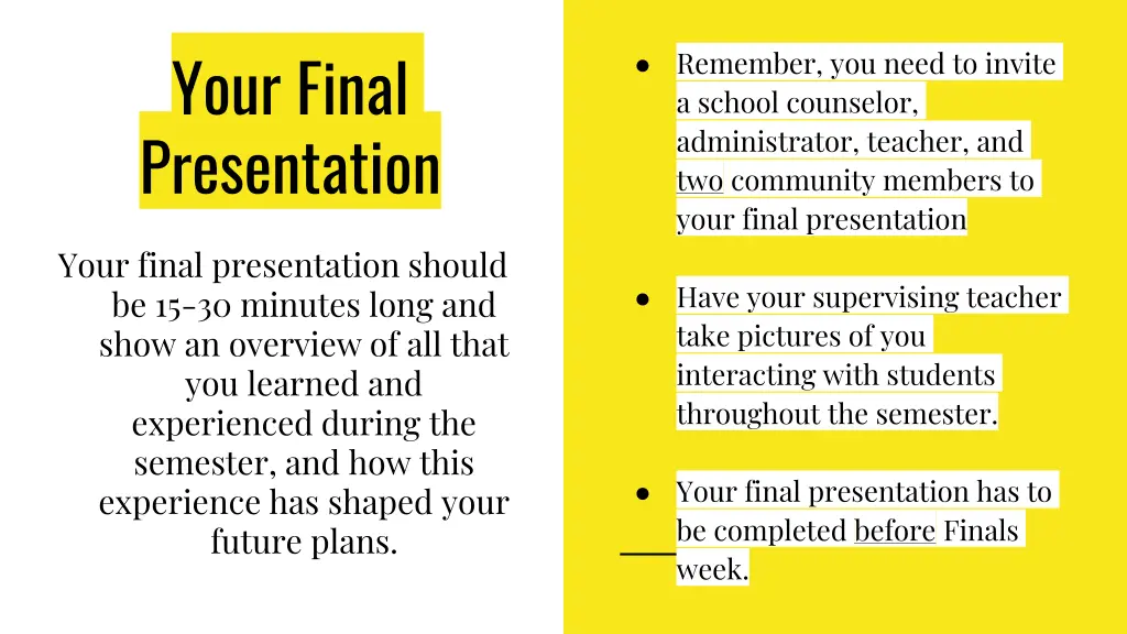 your final presentation