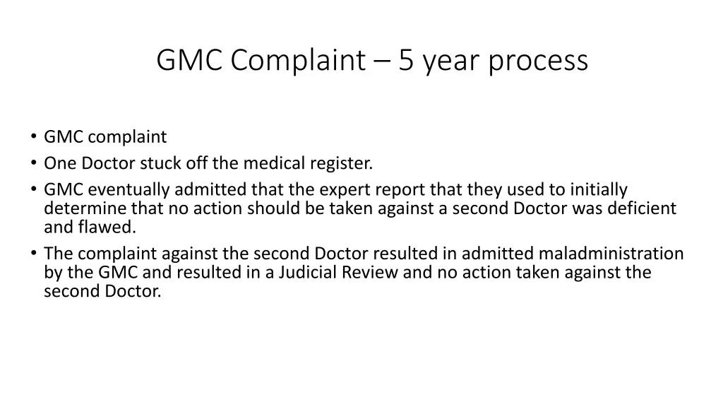 gmc complaint 5 year process