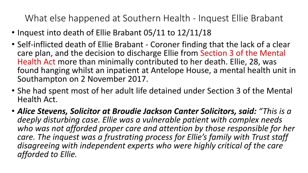 what else happened at southern health inquest