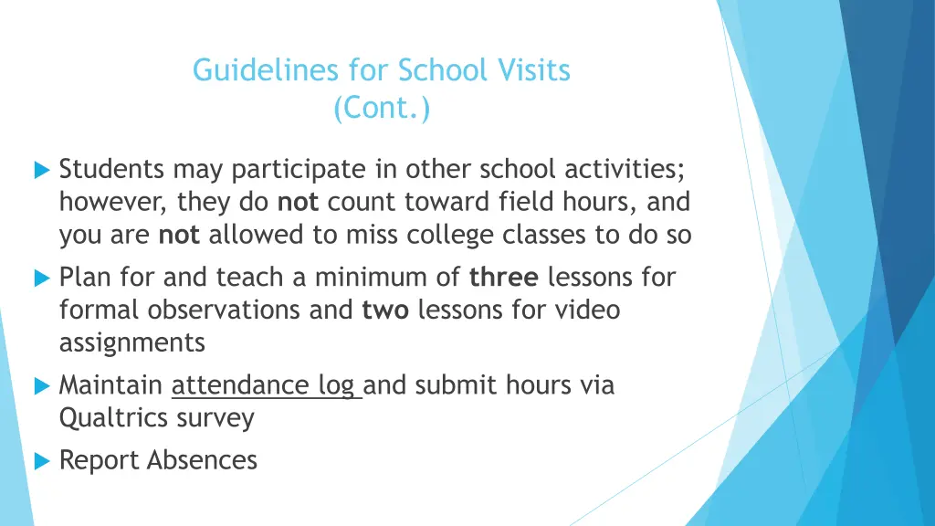 guidelines for school visits cont